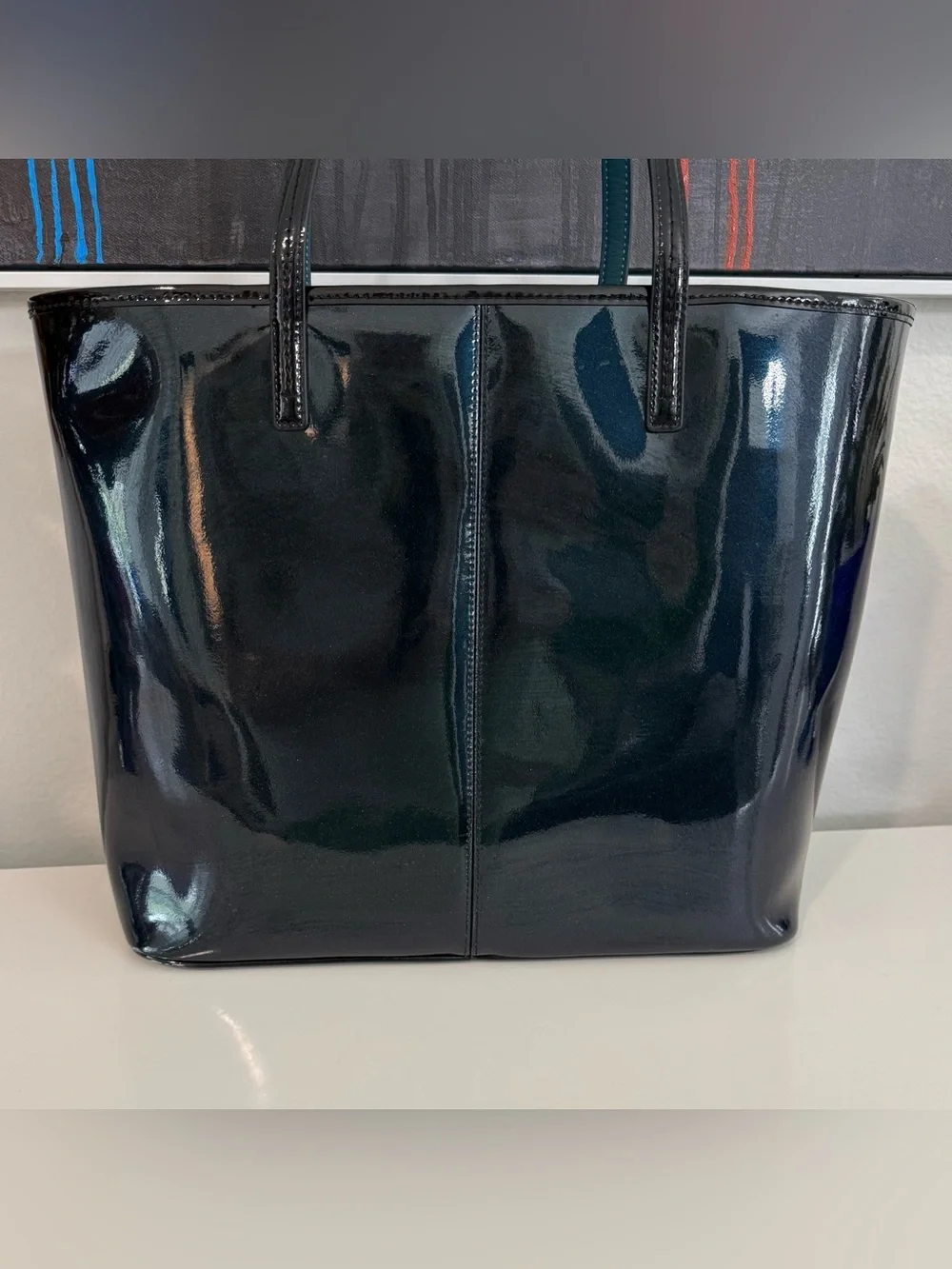 COACH Glossy Black Patent with shimmer Tote - Picture 3 of 6